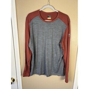 Icebreaker Merino Wool Oasis Long Sleeve Crewe Nori Heather Redwood Size XL Men